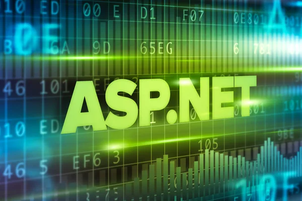 ASP.NET abstrato conceito azul texto greem fundo — Fotografia de Stock