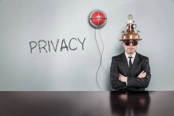 Privacy text text with vintage businessman — Stock Photo, Image