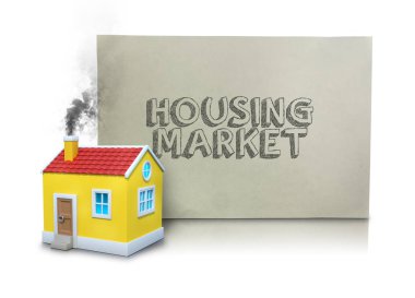 Ev modeli afişini beyaz arka plan ile birçok parçalardan oluşan imge