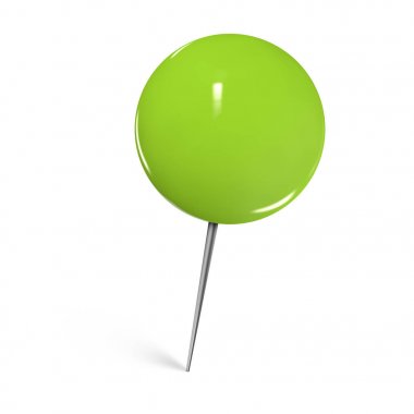 Beyaz zemin üzerine yeşil parlak raptiye