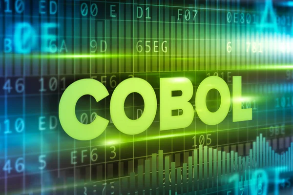 COBOL elvont fogalom kék szöveg kék háttér — Stock Fotó