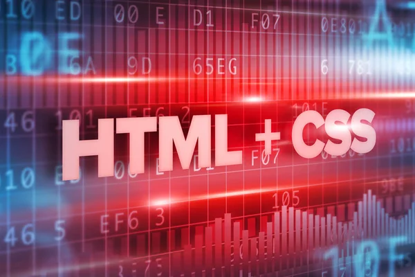 HTML и CSS Концепция синий текст на синем фоне — стоковое фото
