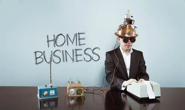 Home business testo con vintage uomo d'affari in ufficio — Foto Stock