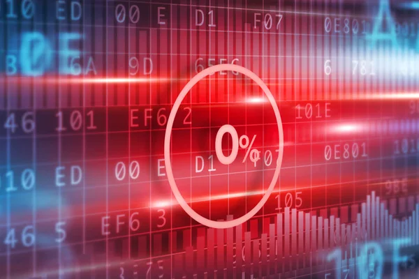 Zero With Percentage Sign On Interface Screen — Stock Photo, Image