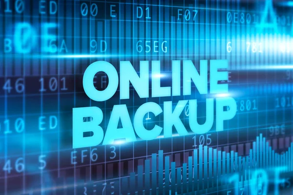 Online Backup Text On Blue Interface Screen — Stock Photo, Image