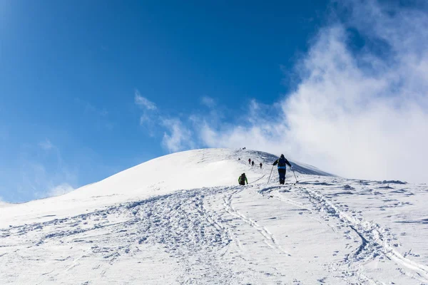 Winter hiking in the mountains. — Stock Photo, Image