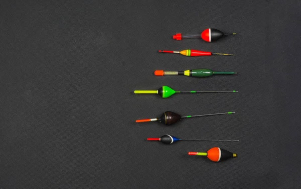 Colección de carrozas de pesca en diferentes colores y tamaños . — Foto de Stock