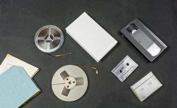Types of magnetic tapes and their packaging. — Stock Photo, Image
