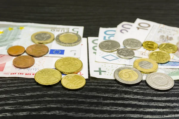Moneda polaca y zona euro . —  Fotos de Stock