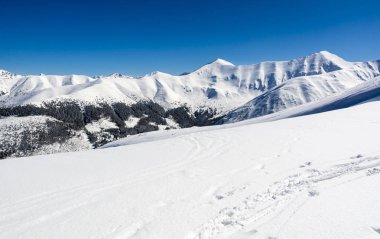 Karla kaplı bir dağ sırtı.