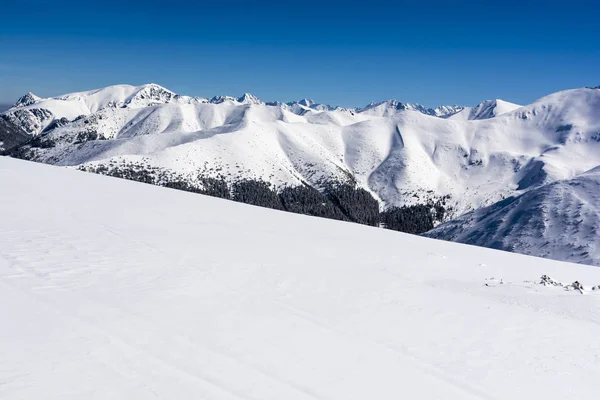 Eine majestätische Landschaft aus schneebedeckten Berggipfeln. — Stockfoto