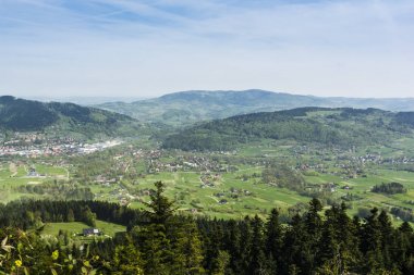 Dağıtılmış ve daha fazla konut kompakt ve küçük kasaba binalar bitki.