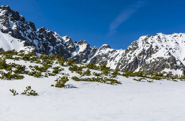 Krásný Nebezpečný Horský Hřeben Zimní Krajině Krajina Národního Parku Tatra — Stock fotografie