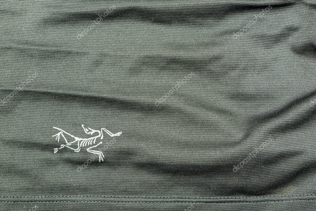 Niedomice, Poland - November 21, 2019: Arc'teryx (Arcteryx) logo on dark material.