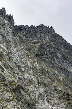 Taş duvar mezbahası. Tırmanışçıların ve dağcıların tırmandığı duvarda çeşitli kaya oluşumları.