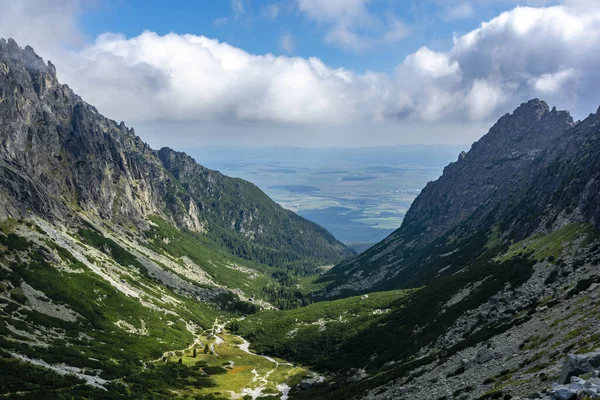 Paisaje Montaña Vista Sobre Hermoso Día Soleado Del Valle Las —  Fotos de Stock