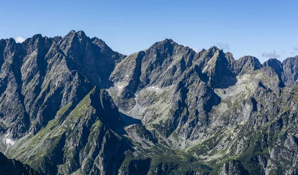 Beautiful view of the mountain peaks in the summer scenery. Among the peaks, among others, Rysy. Tatra Mountains.