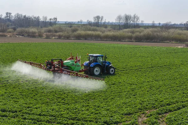 Nieciecza Poland March 2020 Agriculture Blue New Holland Tractor Green — Stock Photo, Image