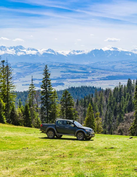 Nowy Targ Polen April 2020 Mitsubishi L200 Warrior Bil Glänta — Stockfoto