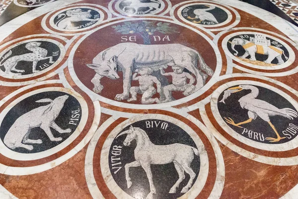 Fragmento del suelo de mármol de la Catedral de Siena (Duomo di Siena ) —  Fotos de Stock