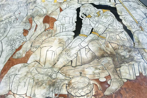 Fragmento do piso de mármore da Catedral de Siena (Duomo di Siena ) — Fotografia de Stock