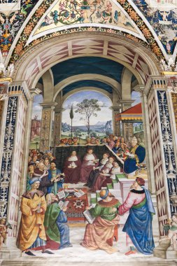 Siena Katedrali (Duomo di Siena kitaplığında Piccolomini boyama)