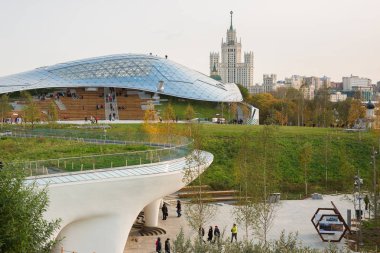 Doğa manzara Park Zaryadye Moskova, Rusya'nın merkezi