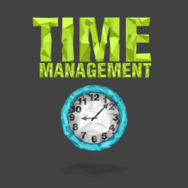 Orologio blu e parole: gestione del tempo — Vettoriale Stock