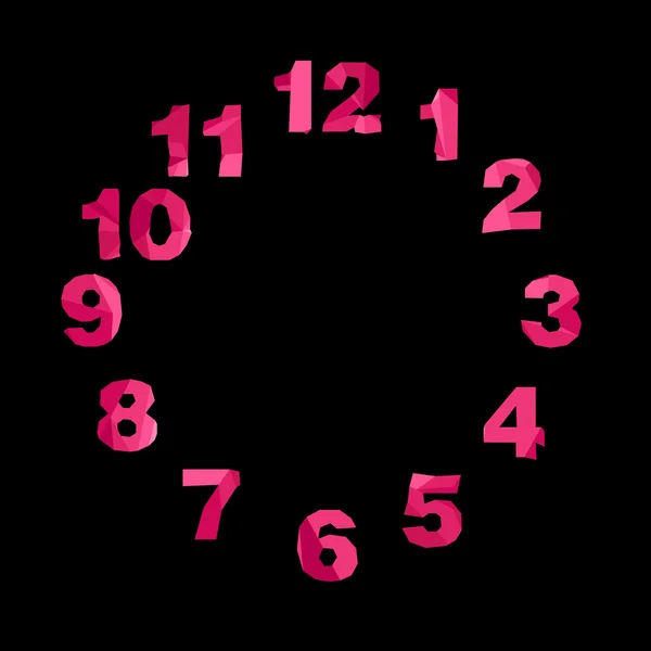 Números de relógio rosa isolados . — Vetor de Stock