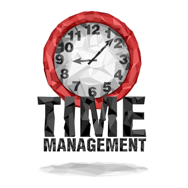 Isolated red clock and words: time management — Stock Vector