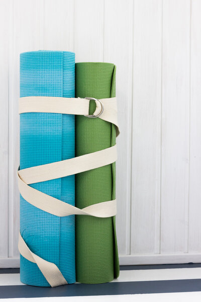 two yoga mats  white belt