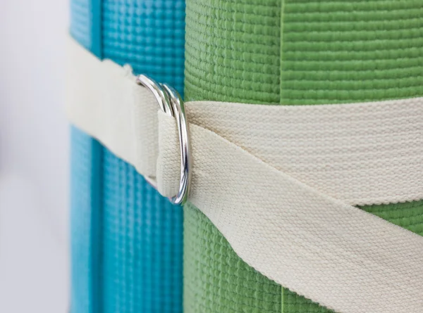 Two yoga mats  white belt — Stock Photo, Image