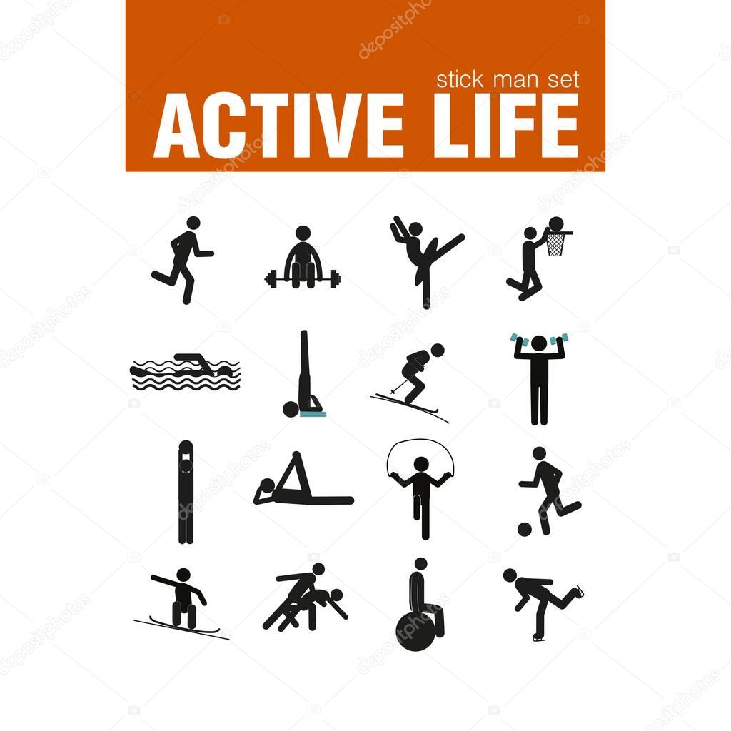 active lifestyle stick man set