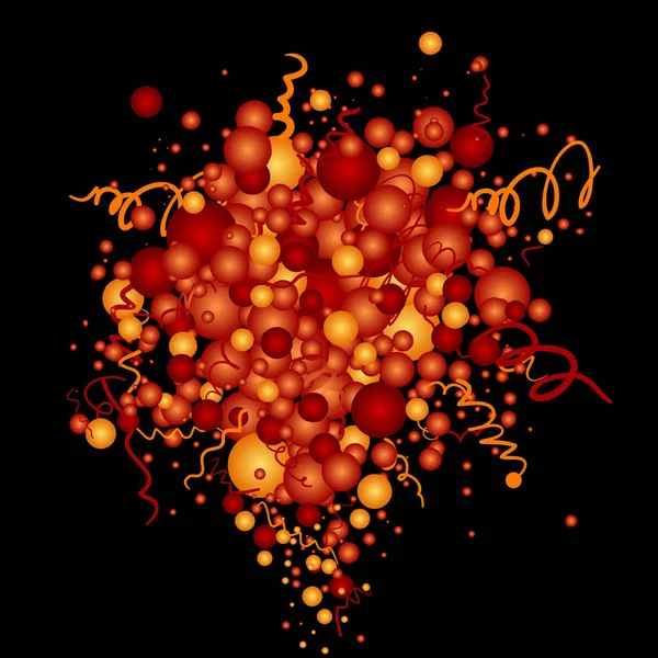 Fond de feu d'artifice rouge avec cercles et spirales . — Image vectorielle