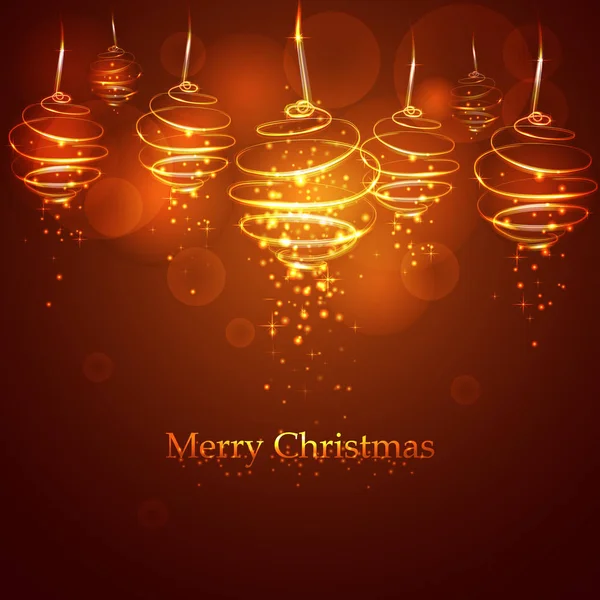 神奇的金色圣诞树球红色背景上。发光的 sp — 图库矢量图片