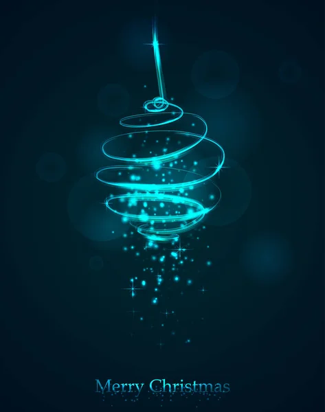 Magic kék karácsonyfa labdát. Izzó spirál nyomkövetési ragyog — Stock Vector