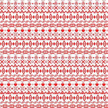 Kış geometrik süsleme. Kırmızı edikula, kupa, kareler, çapraz