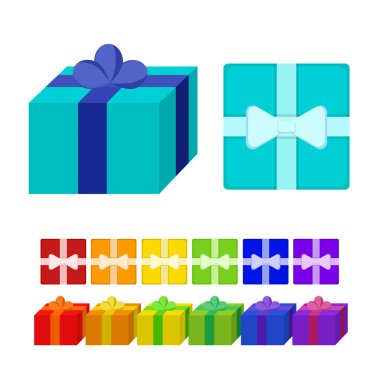 Isolated colorful gifts on the white background. clipart
