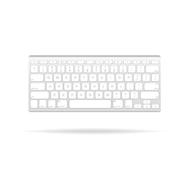 Portable gray keyboard with white buttons on the light backgroun clipart