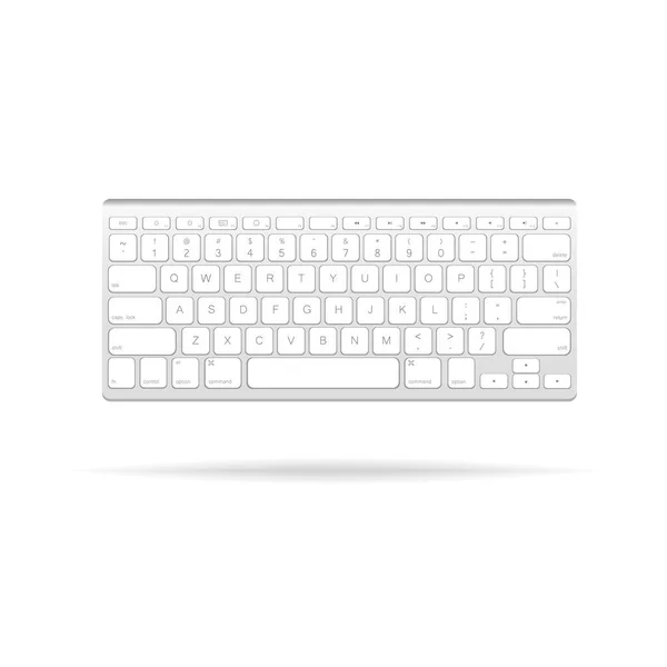 Teclado gris portátil con botones blancos en el fondo de la luz — Vector de stock