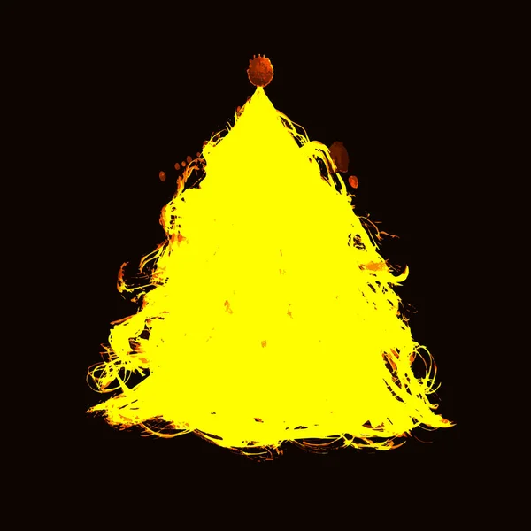 Ilustração de estilo desenhado à mão vetorial. Árvore de Natal amarela rugosa — Vetor de Stock