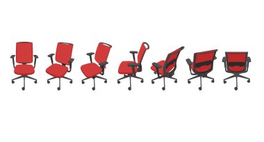 Vektör kırmızı izole Ofis koltukları farklı görünümlerde ile ayarla.