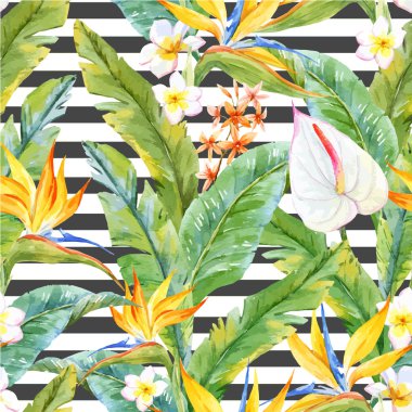 Tropikal suluboya desen