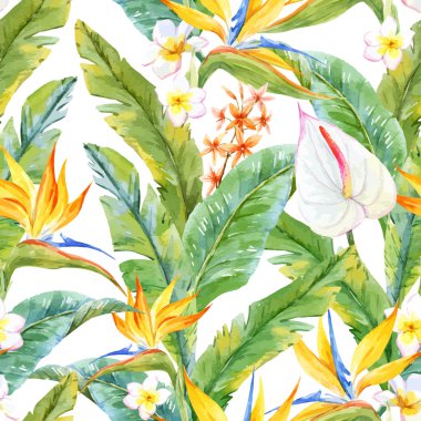 Tropikal suluboya desen