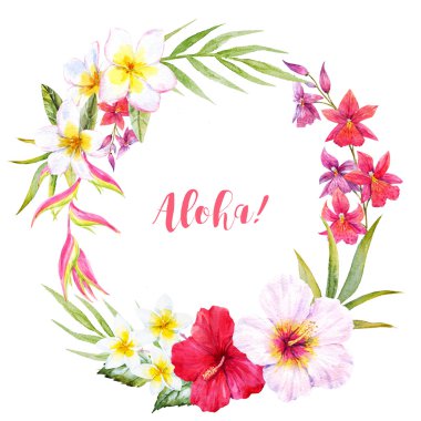 Suluboya tropikal çelenk