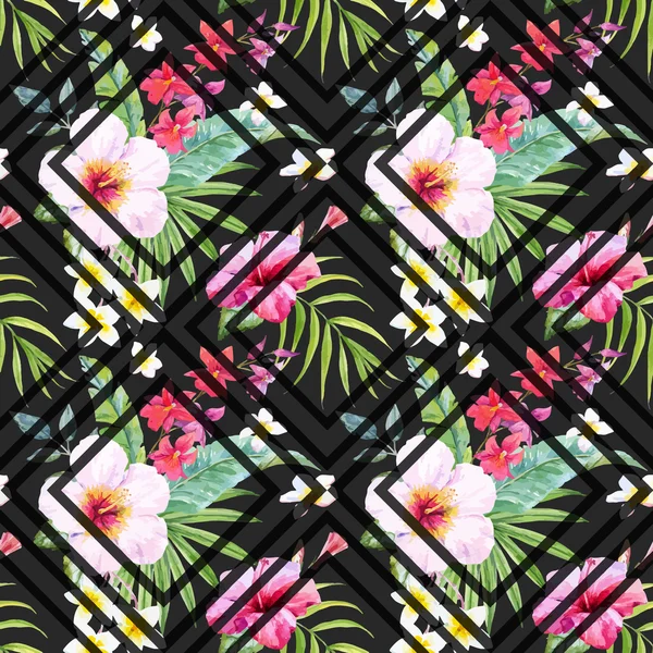 Aquarelle motif floral tropical — Image vectorielle