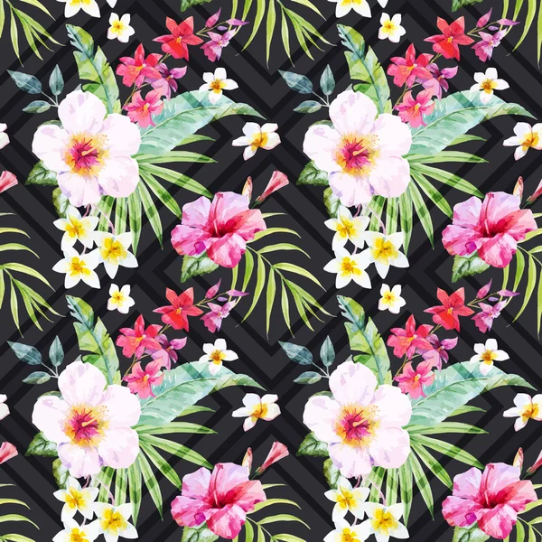 Aquarelle motif floral tropical — Image vectorielle