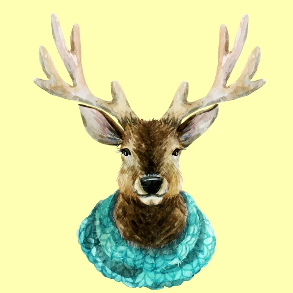 Watercolor handsome deer — ストックベクタ