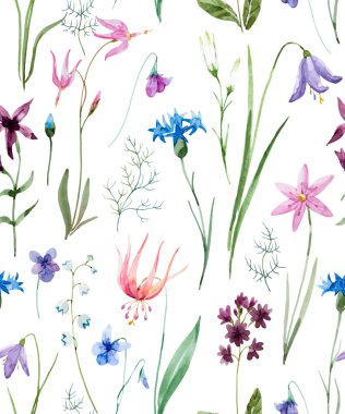 Suluboya yabani çiçek deseni