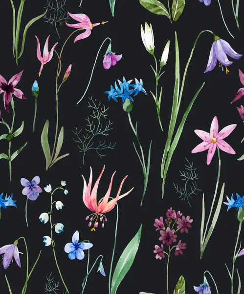 Акварель візерунок диких квітів — стоковий вектор